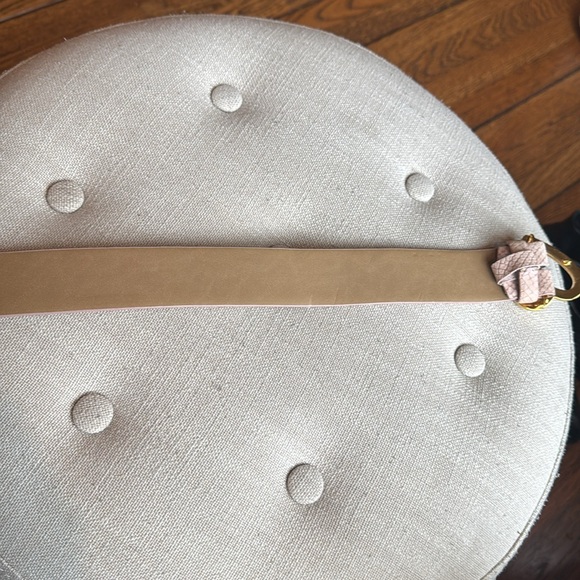 Talbots x Moschino Gold Heart Buckle Pink Snake Suede Belt Women's - Picture 8 of 9